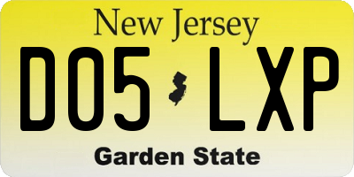 NJ license plate D05LXP