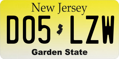 NJ license plate D05LZW