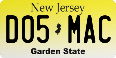 NJ license plate D05MAC