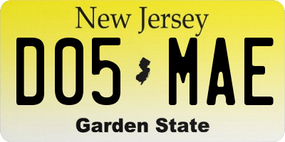 NJ license plate D05MAE