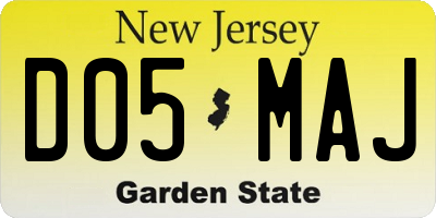 NJ license plate D05MAJ