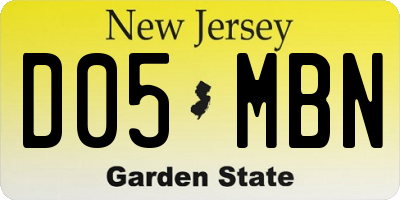 NJ license plate D05MBN
