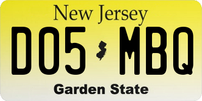 NJ license plate D05MBQ