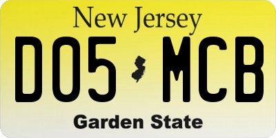 NJ license plate D05MCB