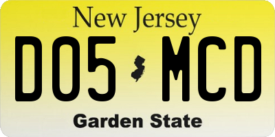 NJ license plate D05MCD