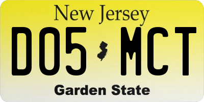 NJ license plate D05MCT