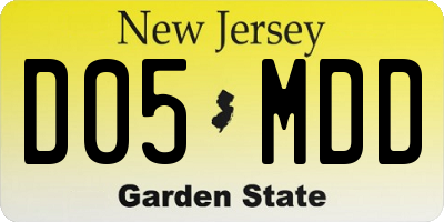 NJ license plate D05MDD