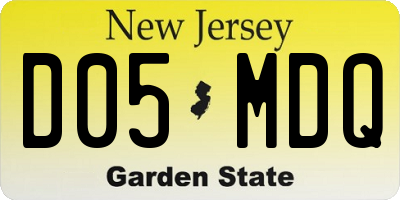 NJ license plate D05MDQ