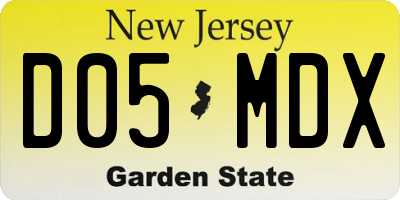 NJ license plate D05MDX