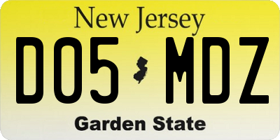 NJ license plate D05MDZ
