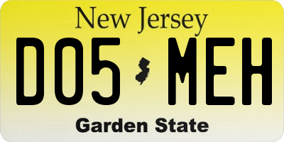 NJ license plate D05MEH