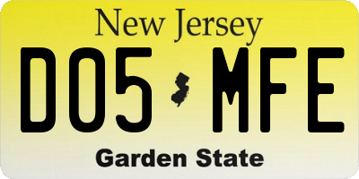 NJ license plate D05MFE