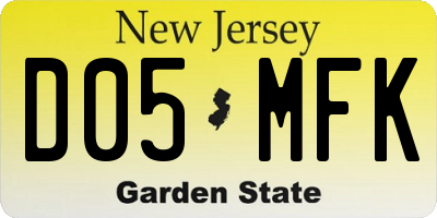 NJ license plate D05MFK