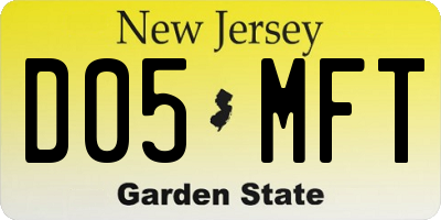NJ license plate D05MFT