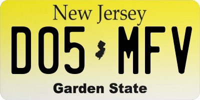 NJ license plate D05MFV