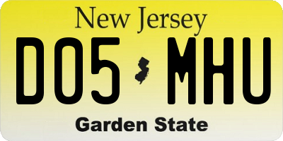 NJ license plate D05MHU