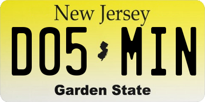 NJ license plate D05MIN