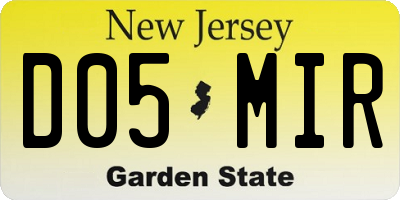 NJ license plate D05MIR