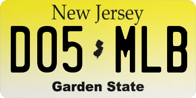 NJ license plate D05MLB