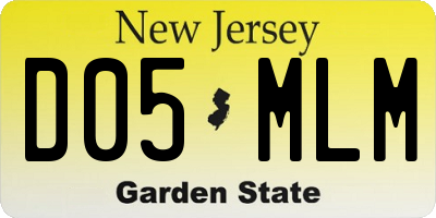 NJ license plate D05MLM