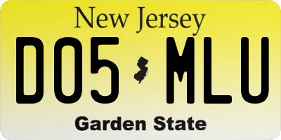 NJ license plate D05MLU
