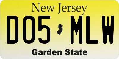NJ license plate D05MLW