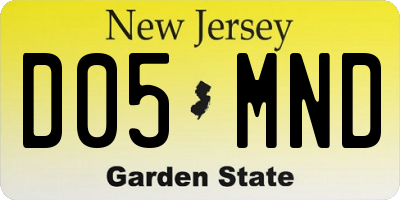 NJ license plate D05MND