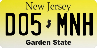 NJ license plate D05MNH