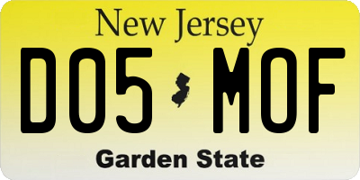 NJ license plate D05MOF