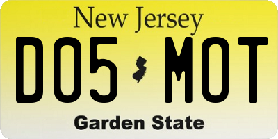 NJ license plate D05MOT