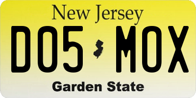 NJ license plate D05MOX