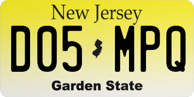 NJ license plate D05MPQ