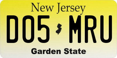 NJ license plate D05MRU