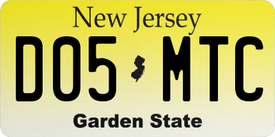 NJ license plate D05MTC