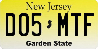 NJ license plate D05MTF