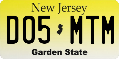 NJ license plate D05MTM