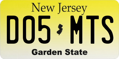 NJ license plate D05MTS