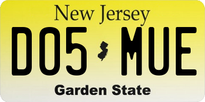 NJ license plate D05MUE