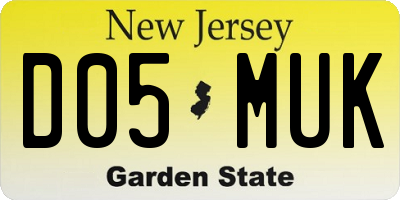 NJ license plate D05MUK