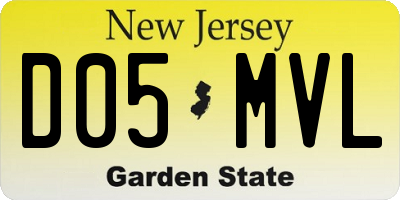 NJ license plate D05MVL