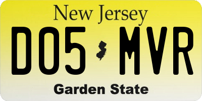 NJ license plate D05MVR
