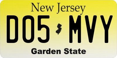 NJ license plate D05MVY