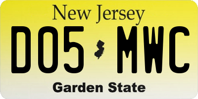 NJ license plate D05MWC