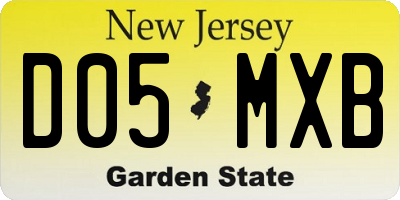 NJ license plate D05MXB