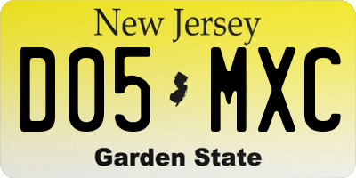 NJ license plate D05MXC