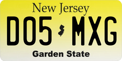 NJ license plate D05MXG