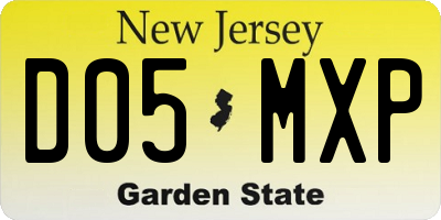 NJ license plate D05MXP