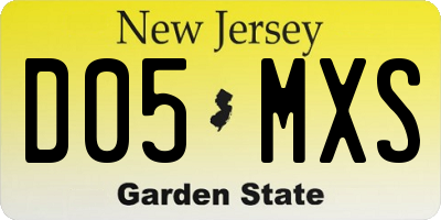 NJ license plate D05MXS