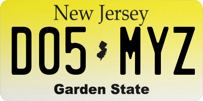 NJ license plate D05MYZ