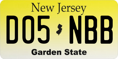 NJ license plate D05NBB